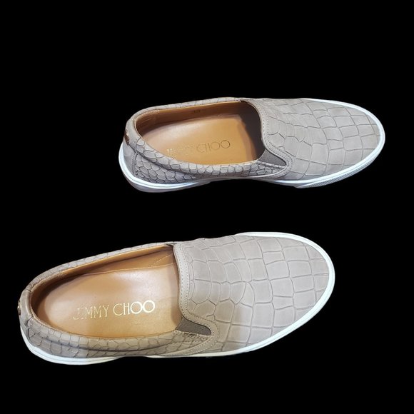 Jimmy Choo Croc Embossed Leather Slip on Sneakers - Picture 5 of 8